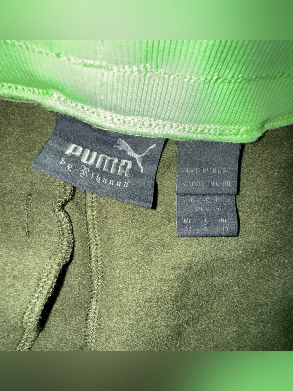 Fenty x Puma Rihanna Lace-Up Joggers Olive Neon S - Picture 5 of 12